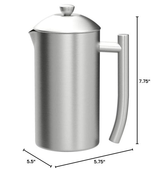 Frieling Double-Wall Stainless Steel Coffee Press - 17 oz - Insulated French Press Coffee Maker for Camping & Travel - Non Plastic Design