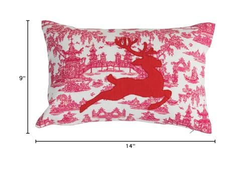 Creative Co-Op Cotton Lumbar Toile Pattern Pillow