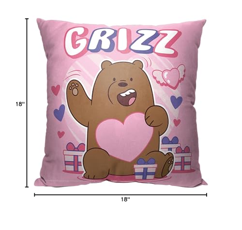 NORTHWEST Cartoon Network - We Bare Bears Pillow, 18" x 18", Grizz