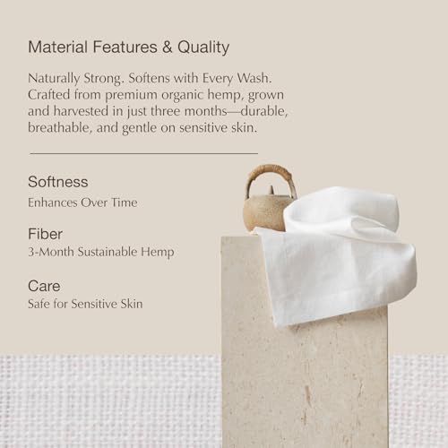 KNOKNO Rustic Hemp Linen Napkins – 18 x 18 Inch, Set of 4 | Handmade Organic 3-Month Growth Hemp Cloth Napkins, Durable & Reusable for Dining, Parties & Weddings
