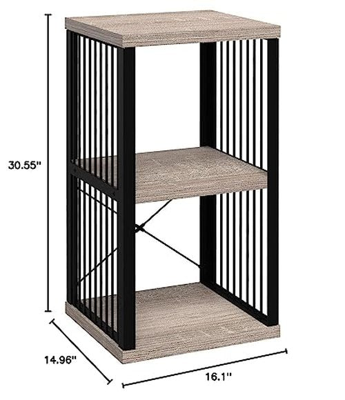 ClosetMaid 2-Cube Storage Organizer Bookshelf, Storage Shelf, Metal Frame, Wood Shelves, Easy Assembly, Black/Weathered Gray