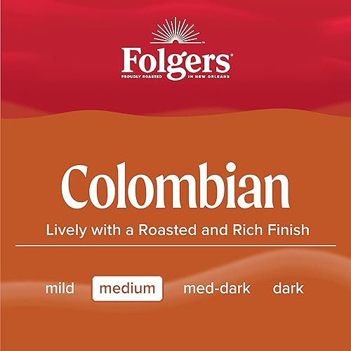 Folgers Colombian Medium Roast Coffee, 22.6 Ounces (Pack of 6)