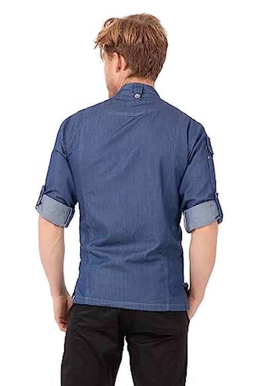Chef Works Men's Gramercy Denim Chef Coat, Indigo Blue, Large