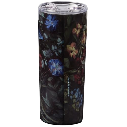 Primitives by Kathy 20 oz Stainless Steel Coffee Tumbler with Full Wrap Around Hand Painted Moody Florals