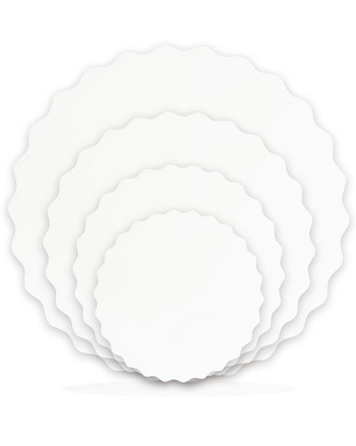 qiqee 12 Inch White Wave Cake Boards Round 15-Packs Circles Rounds Base Food-Grade Cardboard Wave Cake Plate（Thinner But Stronger）
