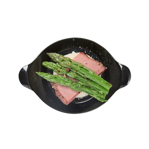 Restaurantware 3.8 x 2.5 Inch Mini Handled Plates 100 Durable Appetizer Plates - With Handles Disposable Black Plastic Handled Plates Suitable For Cold Foods