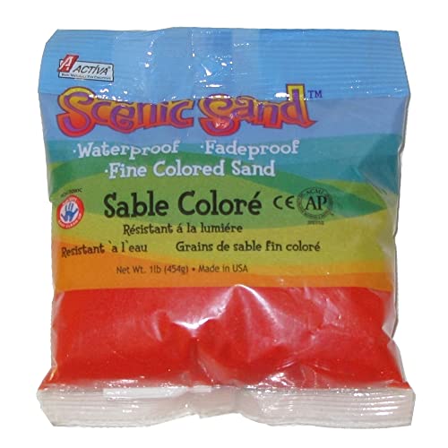 Activa Bright Red Decorative Colored Sand, 1 lb - Fine Grain & Fade-Proof Sand for Arts & Crafts
