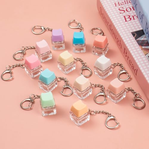 Keyboard Fidget Toys Adults - 12PCS Fidget Clicker Fidgets Keychain Cound Fidget Toy Stress Relief Gifts for Office School Home Classroom
