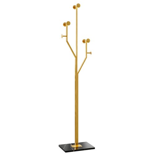 BUZUEY Gold Coat rack,Sturdy coat tree freestanding heavy duty with Marble Base,Metal standing coat rack for Bedroom,Entrance,Modern coat hanger stand for Coats,Hats,Bags(gold)