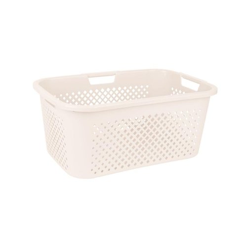 Superio Gradient Perforated Laundry Basket with Ergonomic Handles, 40 Liters- Modern Slim Design - Cream