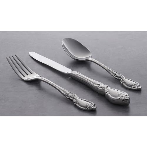Oneida Silverware Set For 4, Louisiana 20-Piece Fine Flatware Set, Service For 4, 18/8 Stainless Steel, Silver, Mirror Finish, Knives Spoons and Forks, Dishwasher Safe, Tableware (Silver, 20 Pieces)