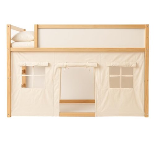 Wonder Nook Bunk Bed Curtains, Adjustable 2 Panels, Bottom Bunk Bed Privacy Set, Cotton Play Tent Curtain with Velcro & Tie Attachments – Multipurpose Kids Fort Play Space for Loft Beds, Tables