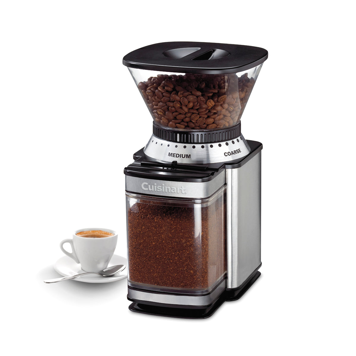 Electric Burr Coffee Grinder with 32-Cup Capacity - Stainless Steel