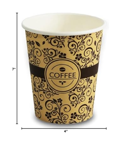 PAMI Disposable Coffee Cups, Single-Use Paper Cups, To-Go Hot Beverage Cups for Espresso Coffee Tea Hot Chocolate, Leak Resistant, Cafe & Home Use (1000, 8oz)