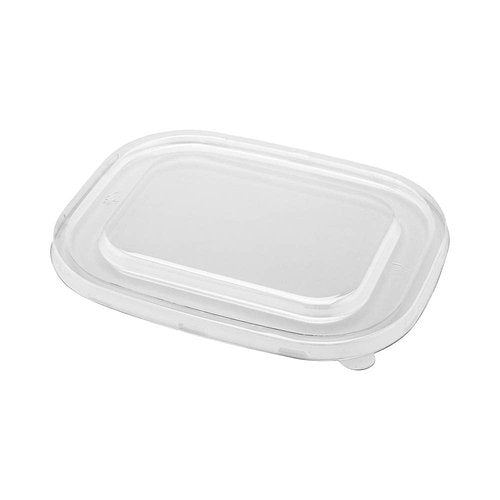 Restaurantware LIDS ONLY: Pulp Tek Plastic Flat Lids 100 Disposable Lids For Containers - Containers Sold Separately Built-In Tab Clear Plastic Flat Lids Fits 40 And 60 Ounce Bagasse Containers