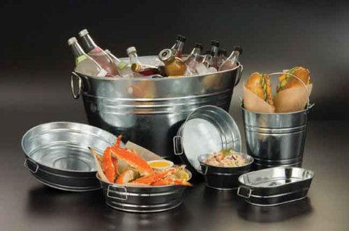 American Metalcraft 20" x 15" x 11" Natural Galvanized Tub, 25 qt (Pack of 2)