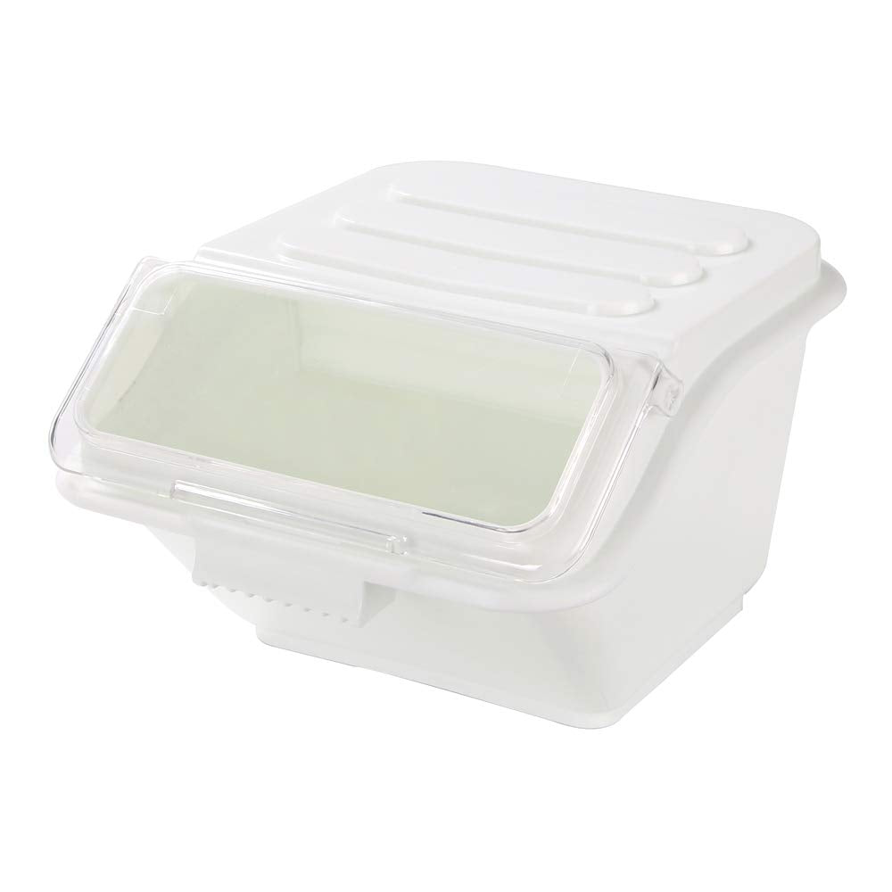 Restaurantware Met Lux 2.6 Gallon Ingredient Bin 1 With Lid Food Storage Bin - With Measuring Scoop Stackable White Plastic Commercial Flour Bin Easy Access For Kitchen Or Storage