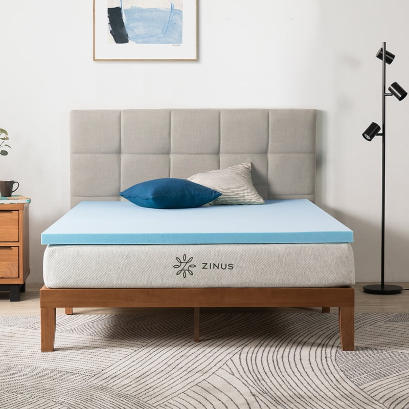 Cooling Gel Memory Foam Mattress Topper Twin XL - Green Tea, 2 Inch