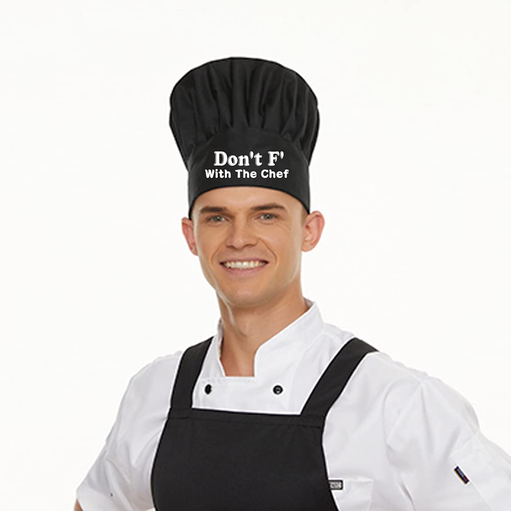 AGMdesign Don't F with The Chef Funny Chef Hat, Funny Chef Wear, Adjustable Kitchen Cooking Hat for Men & Women Black, Mother's Day/Father's Day/Birthday Gift for Him, Her, Mom, Dad, Friend
