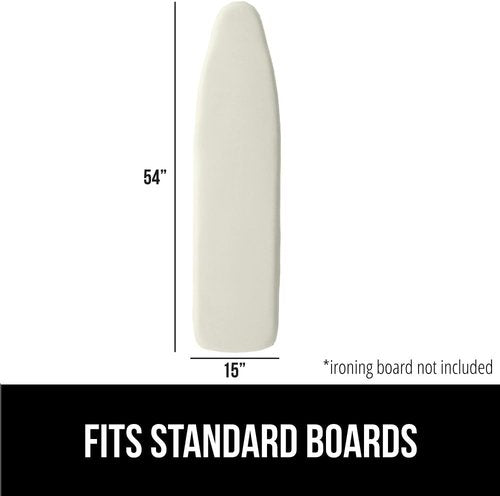 GORILLA GRIP The Original Ironing Board Cover and Pad, Silicone Coating, 400°F Scorch Resistant Thick Padding, Heavy Duty Iron Covers Standard Boards, Hook and Loop Fastener Strap, Linen 15x54