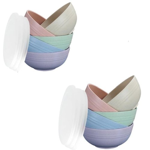 falichchch 10 Pack Unbreakable Wheat Straw Bowls with Lid, 26 OZ Cereal Bowls for Kitchen, Dishwasher Safe Soup and Salad Bowls, Reusable microwave bowl for Ice Cream,Snack and Fruits