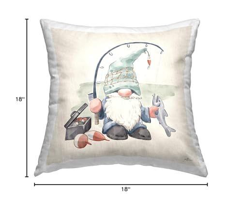 Stupell Industries Gnome Fishing Pole Summer Watercolor Beach Theme Design by Janelle Penner