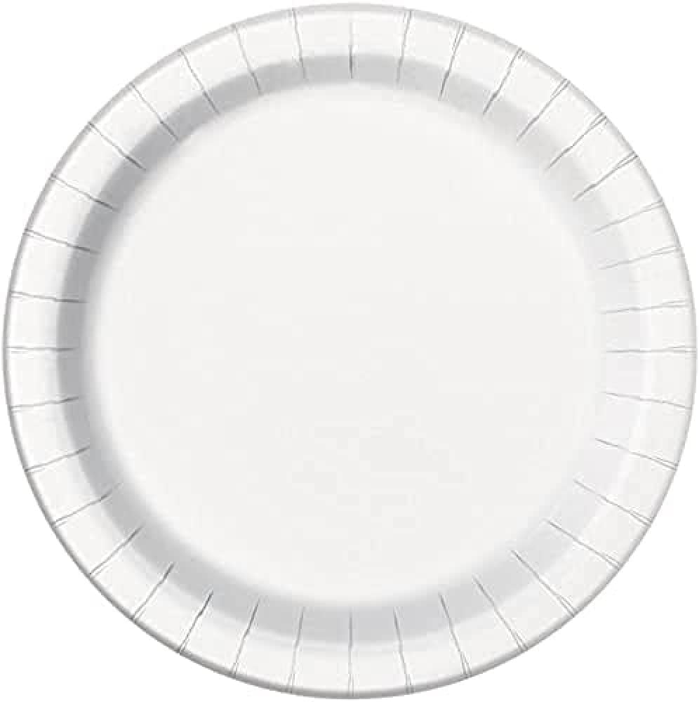 White Round Paper Dinner Plates - 9 Inch, 8 Count | Ideal for Parties, Showers & Special Occasions