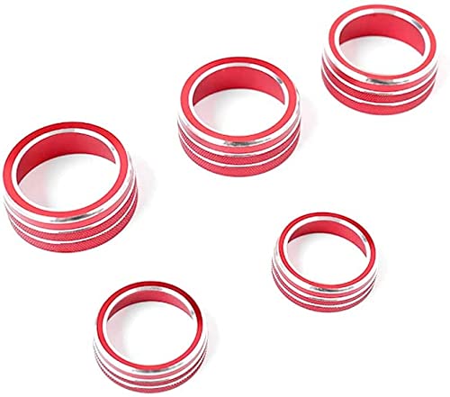TLIFORT Centre Console Air Conditioning Switch Knob Sound Volume Button Ring for 10th Gen Honda Accord Sedan Sport EX EX-L LX 2018 2019 2020 2021 2022, Aluminum Red, 5pcs
