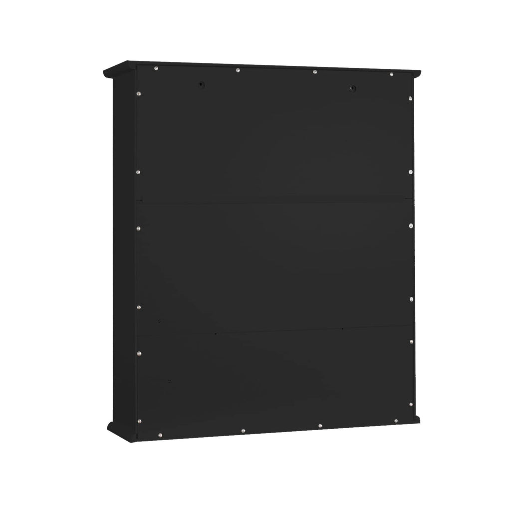 TaoHFE Black Medicine Cabinet, 2 Doors 3 Open Shelf, Wall Mounted Wooden Storage Cabinet Over Toilet