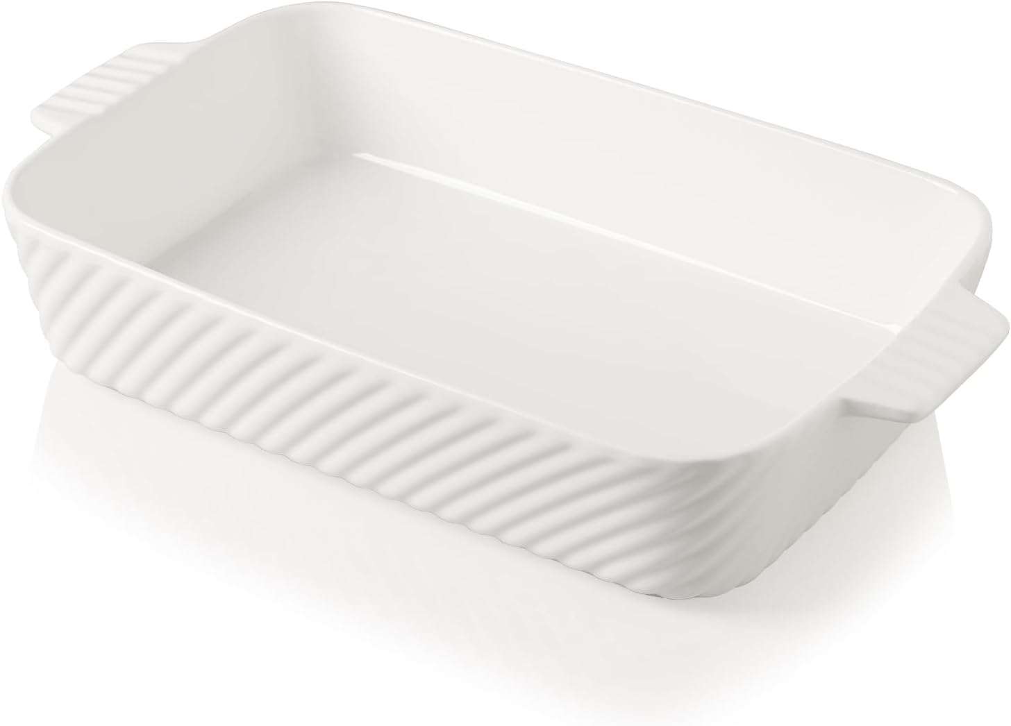 Sweejar Ceramic Baking Pan - 13 x 9 Porcelain Dish for Brownies & Lasagna | Oven Safe with Handle (White)