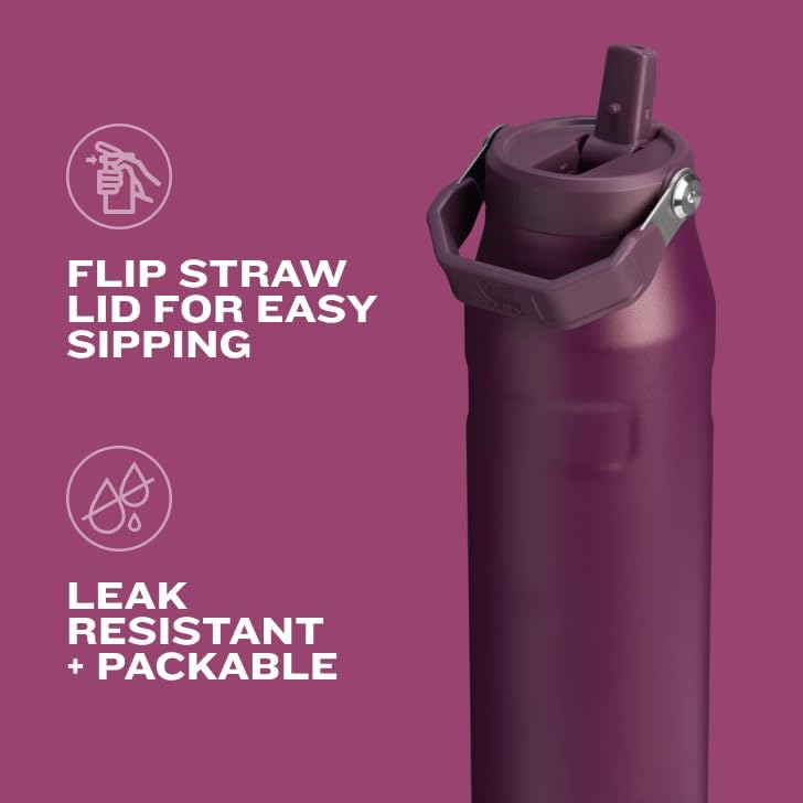 Stanley IceFlow 24 oz Water Bottle - Insulated Stainless Steel with Built-In Straw | Lightweight & Leak Resistant | Twilight