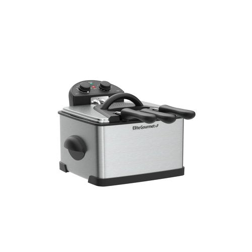 Elite Gourmet EDF-401T Electric 4.5 Qt. / 17 Cup Immersion Deep Fryer 3-Baskets, 1700-Watt, Timer Control Adjustable Temperature, Lid with Viewing Window and Odor Free Filter