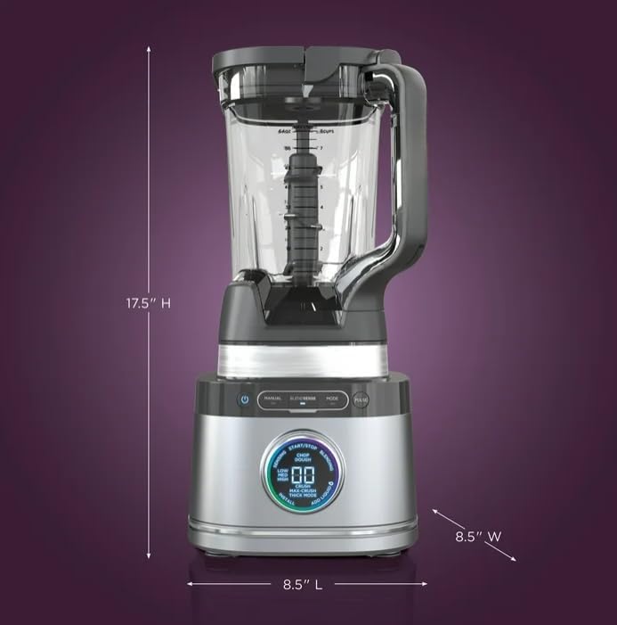 Niin-jaa Detectt 72 Oz Blender - 3 Speeds, BlendSense Technology, 1700W Crushing Blades, Silver