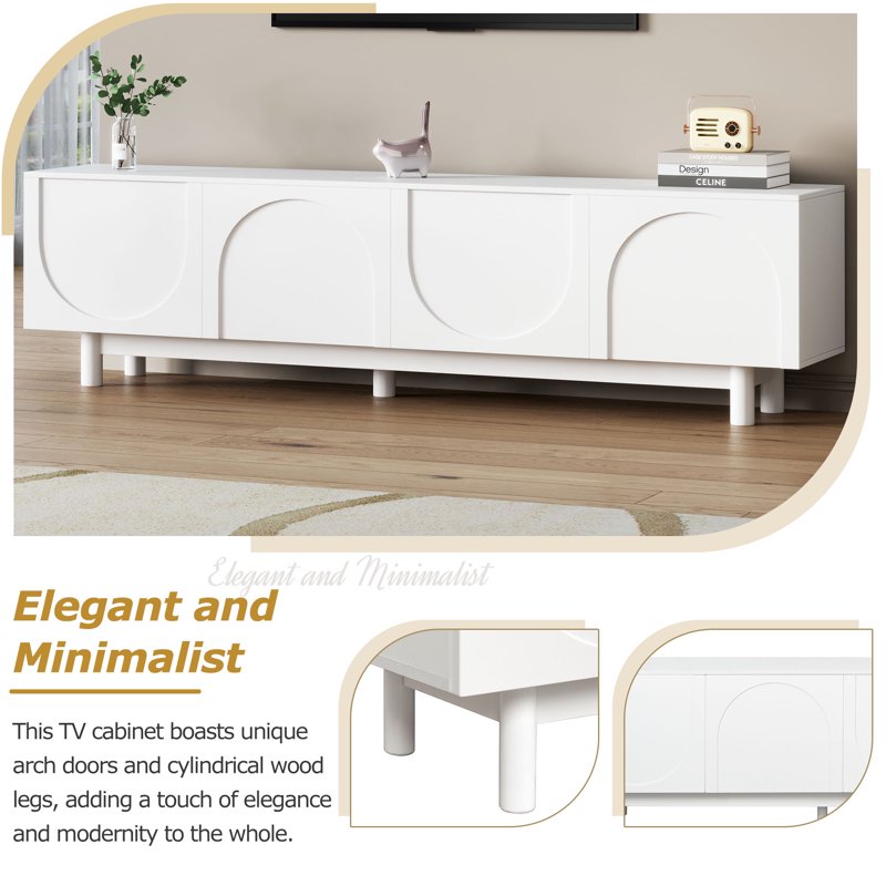 Modern Arched Door TV Stand with Adjustable Shelves & Cable Management