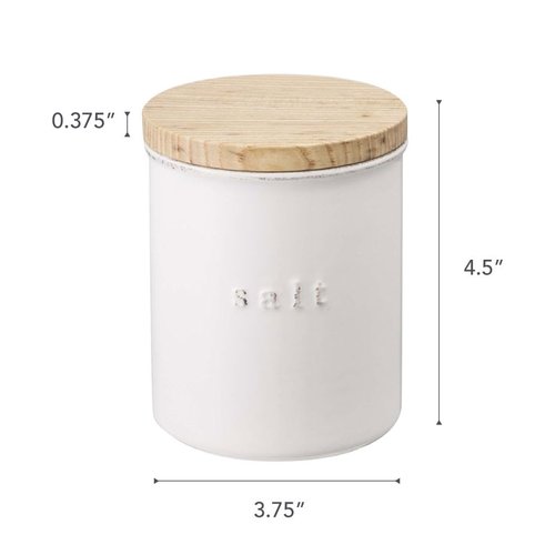 YAMAZAKI Home Tosca Ceramic Canister - Dry Food Kitchen Storage Container Organizer - Salt - 15.25 Oz., 450 Ml
