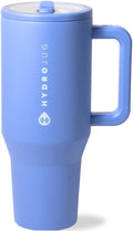 HydroJug Traveler - 32 oz Insulated Water Bottle with Handle & Flip Straw | Leak-Resistant, Fits Cup Holder - Light Blue