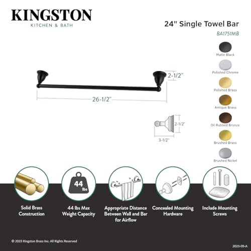 Kingston Brass BA1751ORB Heritage 24-Inch Towel-Bar, Oil Rubbed Bronze