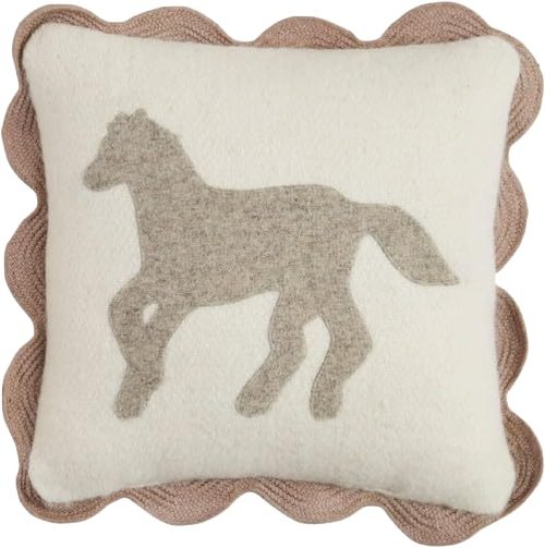 Mud Pie Felt Horse Mini Pillow; 8" X 8"