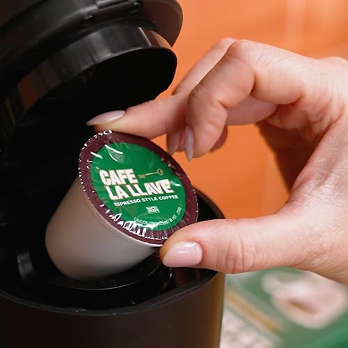 Cafe La Llave 72 Count Dark Roast Coffee Pods, Espresso Style, Compatible with Keurig Brewers, Single Serve Rich Bold Flavor