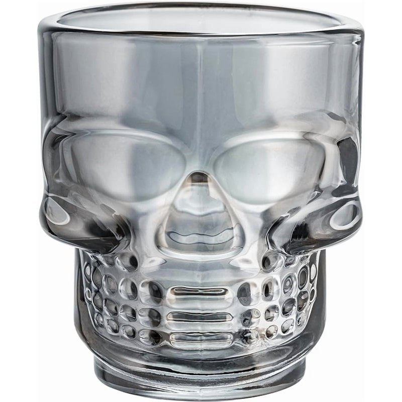 Skull Glass Shot Glasses Set of 6 - Smoke Finish, 1.75oz Gothic Barware