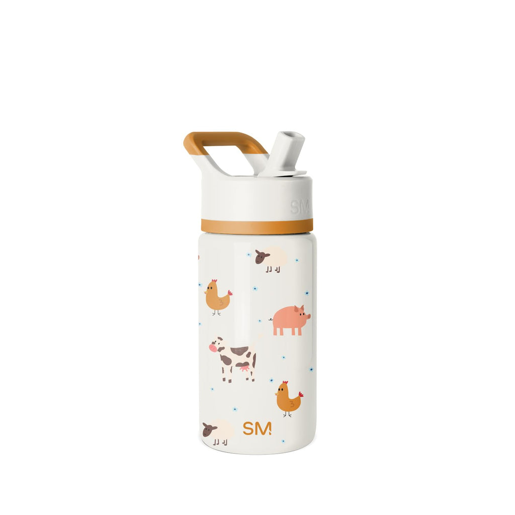 Simple Modern Kids Summit Water Bottle with Straw Lid | 14oz Stainless Steel Cup Insulated Tumbler for Toddlers, School | Farm Animals
