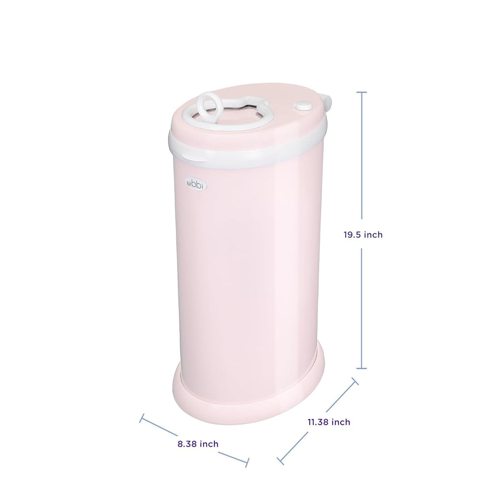 Ubbi Steel Diaper Pail - Odor Locking Design, No Special Bag Needed | Award-Winning Blush Pink