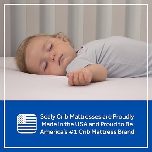 Sealy Baby Posture Perfect Breathable Crib Mattress, GREENGUARD Gold Certified, Made in USA, 2 Stage Hybrid Memory Foam & 150 Premium Coils, Toddler Bed Fit, Safety & Quality Tested, 52x28"