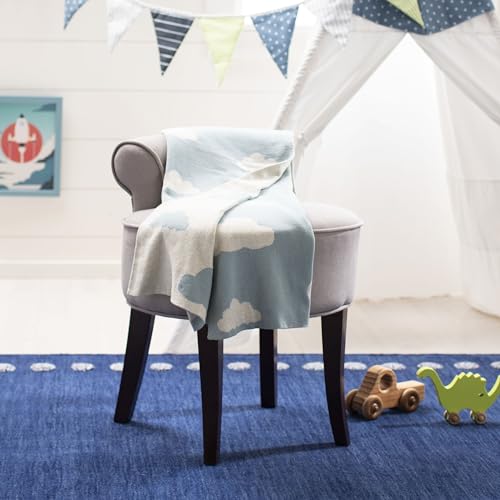 SAFAVIEH Baby Collection Skye Cloud Blue and White 32" x 40" Cotton Throw Blanket