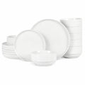 Gibson Home Rothernberg 18-Piece Stackable Porcelain Dinnerware Set, Service for 6 – White Plates and Bowls, Microwave & Dishwasher Safe