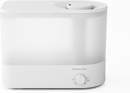 MEGAWISE 2025 Large Capacity Humidifier - 6L Top Fill Design, 50H Ultra Quiet Cool Mist for Bedroom & Nursery (White)