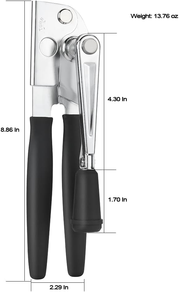 Skiennix Manual Can Opener - Ergonomic Heavy-Duty Design with Soft Handles for Easy Use