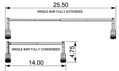 Bathroom Towel Rack Extender, The Magic Bar, Doubles Your Towel Space Fits Almost Any Towel Bar or Shower Walls, No Tools Required, Expands from 14.5 to 25.5 Inches, Chrome