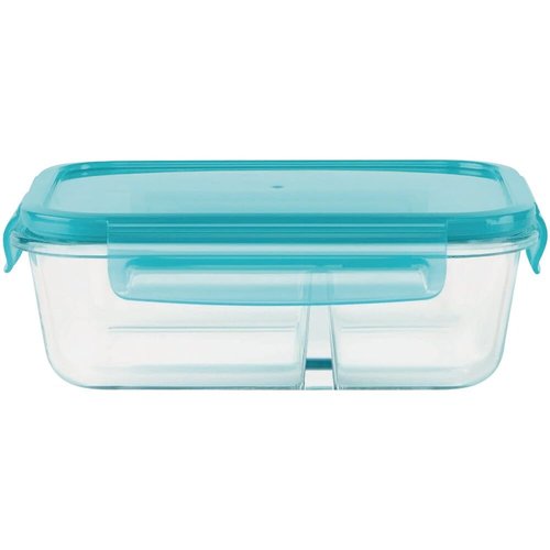 PYREX Divided Glass Storage Rectangle 4 Cup, 1 EA