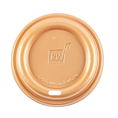 Restaurantware Disposable Coffee Lid 500 Count 3.62 x 3.62 x 0.79 Inch Plastic Coffee Travel Lid Secure Snap-On Design Elegant Gold Color
